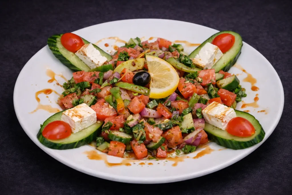 Shepherd’s Salad at Lokum Restaurant & Bakery, Finely chopped tomatoes, cucumbers, onions, parsley, and fresh lemon (Myrtle Beach, SC)
