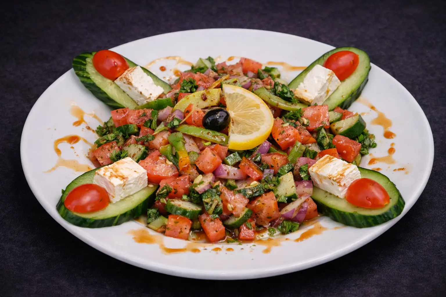Shepherd’s salad at Lokum Restaurant & Bakery — Turkish chopped salad with tomatoes, cucumbers, onions, parsley and lemon (Myrtle Beach, SC)